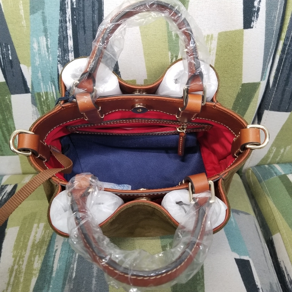 Dooney & Bourke Suede Mini Barlow Satchel In Olive Chic Purse Boho - Picture 8 of 13